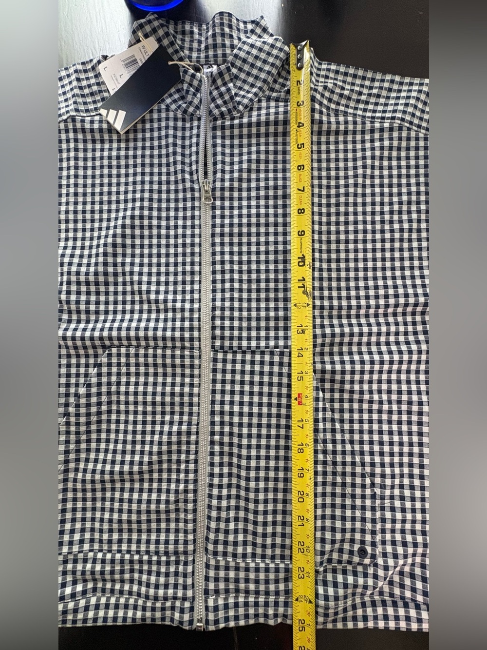 Adidas Navy & White Gingham Windbreaker Jacket - Picture 7 of 10